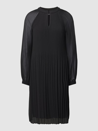 comma Knielanges Kleid mit Plisseefalten Black 2