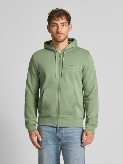 Lacoste Bluza rozpinana o kroju regular fit z mieszanki bawełny Zielony 4