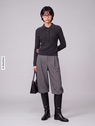 MM by Max Mara Regular fit pullover van mix van wol en kasjmier model 'CELLULA' Antraciet - 1