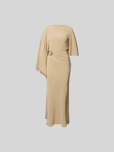 Produktfoto, Slim Fit Maxikleid mit Zierbesatz Modell von Joseph aus Acetat-Mix in Beige mit Raffung und Asymmetrischer-Look