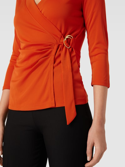 Lauren Ralph Lauren T-shirt met 3/4-mouwen in wikkellook Oranje - 3