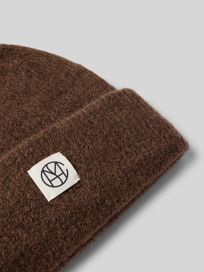 MSCH Copenhagen Beanie mit Alpaka-Anteil und Label-Patch Dunkelbraun Melange 2