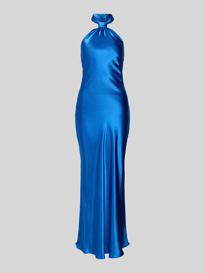 Produktfoto, Avondjurk met halter model 'Yvette' van Forever New, satijn, nauwsluitend model, maxi-jurk, blauw