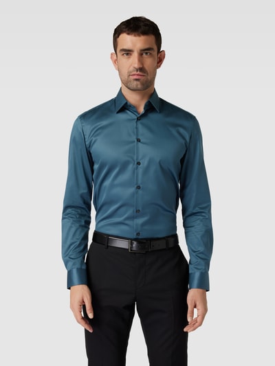 Jake*s Slim fit zakelijk overhemd met kentkraag Oceaanblauw - 4