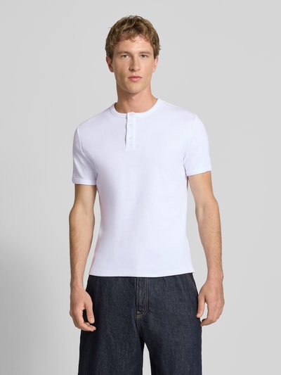 REVIEW T-Shirt mit kurzer Knopfleiste Weiss 4