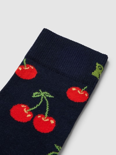 Happy Socks Socken mit Allover-Motiv Modell 'Cherry' Marine 2