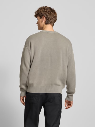 Pegador Oversized gebreide pullover met logo en ronde hals Lichtgrijs - 5