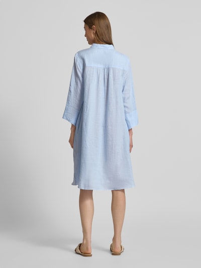 0039 Italy Knielanges Hemdblusenkleid aus Leinen mit 3/4-Arm Modell 'GRACY' Bleu 5
