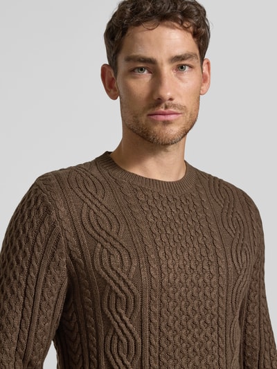 Jack & Jones Premium Strickpullover mit gerippten Abschlüssen Modell 'BLUSEAN' Oliv 3