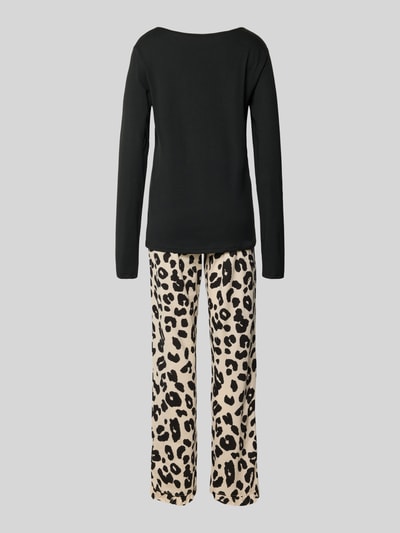 LOUIS & LOUISA Piżama z wyhaftowanym napisem model ‘Schmusekatze’ Czarny 3