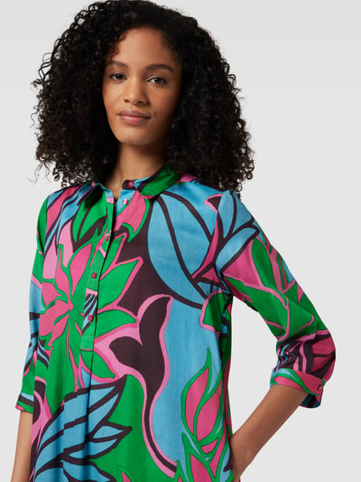 Milano Italy Midi-jurk met all-over motief, model 'Tropical Flower' Groen - 3