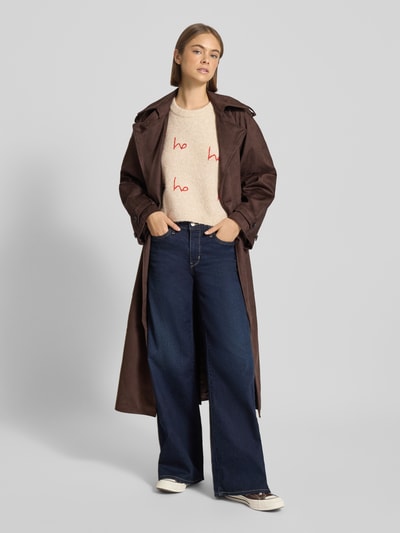 Noisy May Strickpullover mit Stitchings und Rundhalsausschnitt Ecru 1