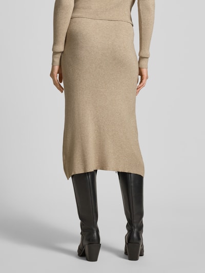 Vila Knielanger Strickrock mit elastischem Bund Modell 'COMFY' Beige 5