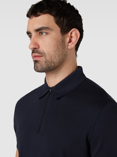 Tommy Hilfiger Tailored Slim Fit Poloshirt mit kurzem Reißverschluss Dunkelblau 3