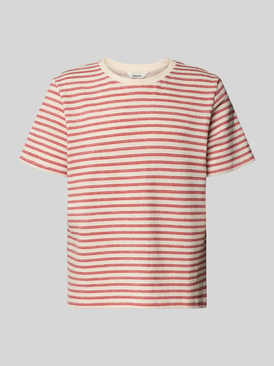 Produktfoto, Regular Fit T-Shirt aus Baumwoll-Mix Modell 'KEVIN' von SELECTED HOMME mit Allover-Muster, gestreift, Feinstrick, Rundhals, Kurzarm.