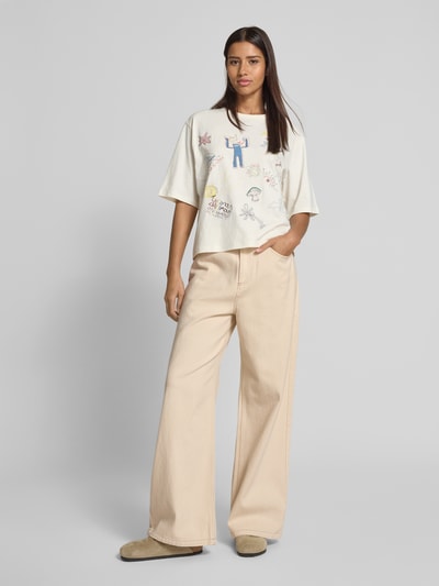 JAKE*S STUDIO WOMAN Jeans mit weitem Bein und Tunnelzug Offwhite 1