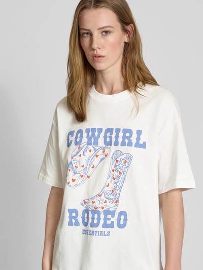 Gina Tricot Oversized T-Shirt mit Motiv-Print Weiss 3