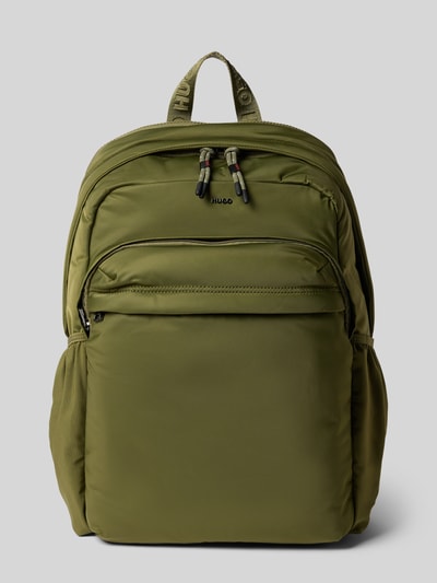 Produktfoto, olivgrüner Rucksack mit Label-Detail Modell 'AYDEN' von HUGO, glatte Oberfläche, klare Kanten, Herren Rucksack von HUGO