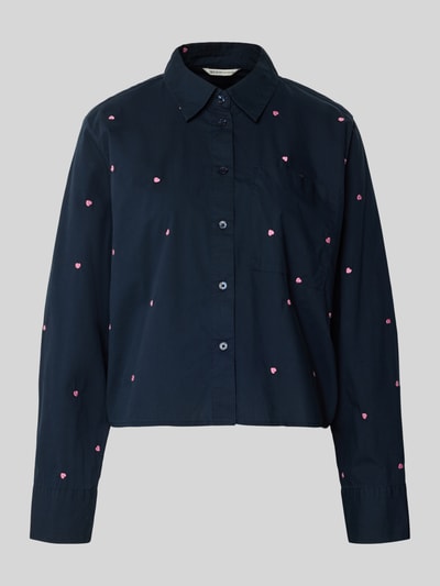 Tom Tailor Denim Boxy Fit Hemdbluse aus reiner Baumwolle Marine 2