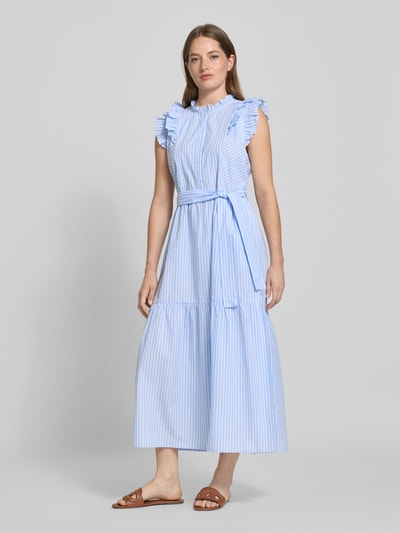 LOLLYS LAUNDRY Midikleid mit Bindegürtel Modell 'Harriet' Blau 1