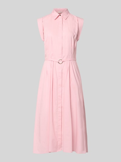 Produktfoto, Hemdblusenkleid mit Gürtel von Liu Jo White aus reiner Baumwolle, A-linie, koloru różowego, średniej długości, pasek, kołnierzyk koszulowy, zakryta listwa guzikowa, długość tyłu w rozmiarze 36: 117 cm, szerokość w rozmiarze 36: 36 cm