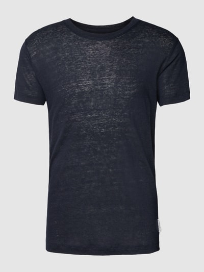 Moreel via Beschaven Marc O'Polo T-Shirt aus Leinen mit Rundhalsausschnitt (dunkelblau) online  kaufen