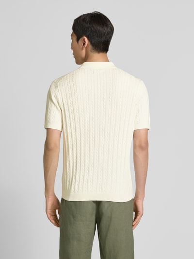 Christian Berg Men Poloshirt mit gerippten Abschlüssen Offwhite 5