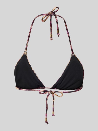 Produktfoto, Triangel Bikini mit wattierten Cups Modell 'AMNESIA' von DORINA in Schwarz mit gemusterter Schnürung, Material-Mix mit Stretch-Anteil