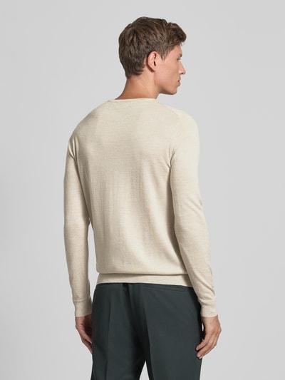 Profuomo Pullover aus Merinowolle mit Rundhalsausschnitt Beige 5