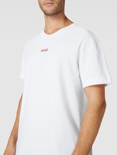 HUGO T-Shirt mit Label-Print Modell 'Linked' Weiss 3