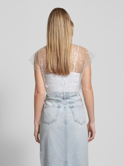Only Cropped T-Shirt aus transparentem Material Modell 'ESTRID' Hellblau 5