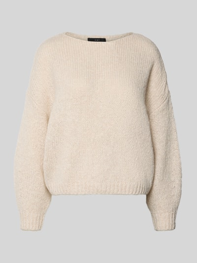 Oui Sweter z dzianiny o kroju relaxed fit z dodatkiem moheru Beżowy melanż 2