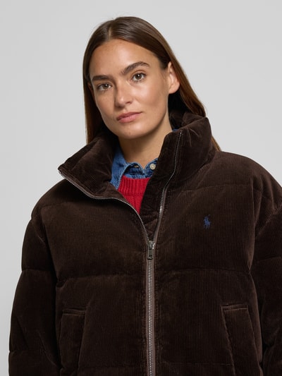 Polo Ralph Lauren Steppjacke aus Cord mit Stehkragen und Label-Stitching Dunkelbraun 3