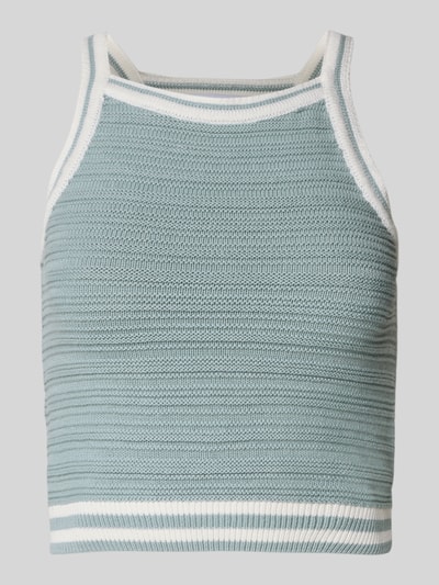 Review Crop Stricktop mit Rundhalsausschnitt Bleu 2