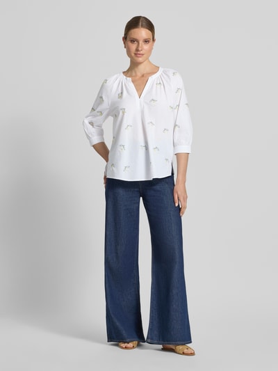 Oui Regular Fit Tunikabluse mit Stitchings und 3/4-Arm CORAL Melange 1