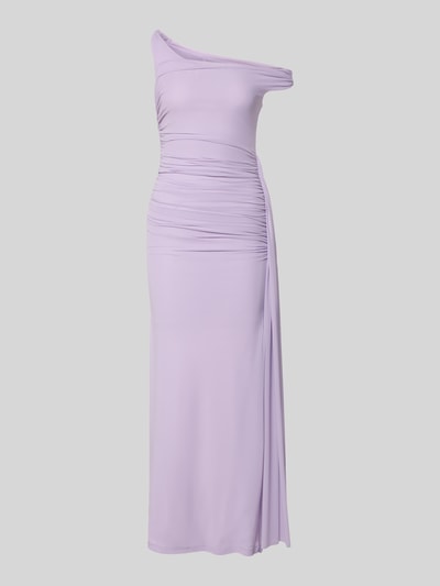 Productfoto, maxi-jurk met drapering model 'LAYANA' van Bardot, lila, materiaalmix met stretch, nauw aansluitend, asymmetrische look