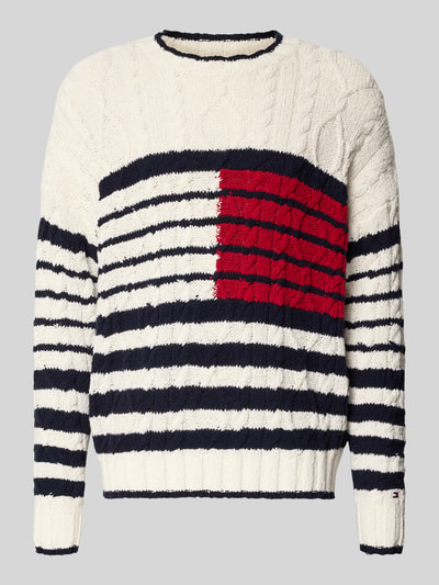 Produktfoto, Relaxed Fit Strickpullover aus reiner Baumwolle von Tommy Hilfiger, Optik: Unifarben, Strickoptik, Logo-Detail, Rundhals, Langarm, gerippte Abschlüsse, Materialverarbeitung: Strick, reine Baumwolle