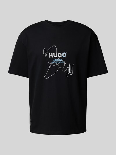 Hugo Blue Oversized T-Shirt aus Viskose Modell 'Nabion' Black 2