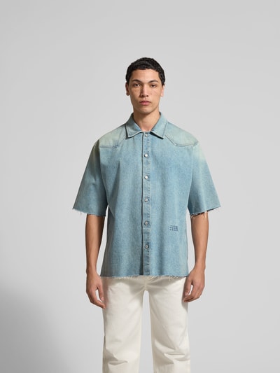 MM6 Maison Margiela Relaxed Fit Jeanshemd mit Logo-Stitching Hellblau 4