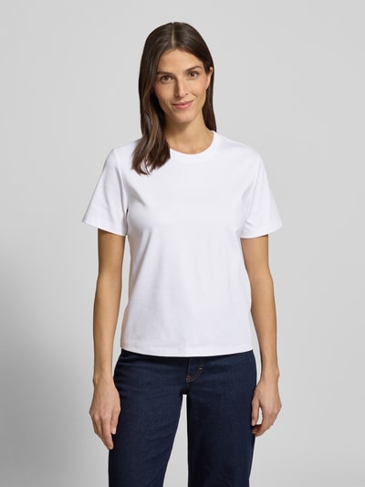 COMMA T-Shirt mit geripptem Rundhalsausschnitt Weiss 4