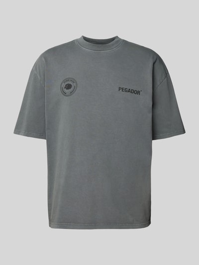 Pegador Oversized T-Shirt mit Label- und Motiv-Print Modell 'GORDAN' Dunkelgrau 2