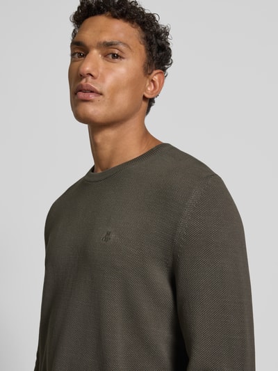 Marc O'Polo Regular fit gebreide pullover van zuiver katoen Kaki - 3