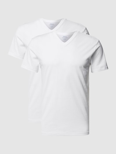 Polo Ralph Lauren Underwear T-shirt z bawełny z dekoltem w serek w zestawie 2 szt. Biały 2