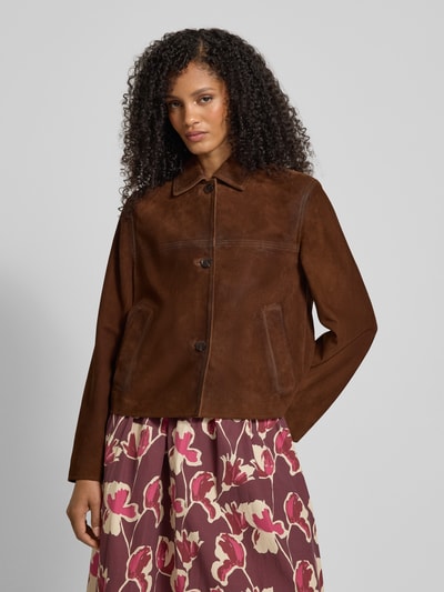 Jake*s Collection Lederjacke mit Eingrifftaschen Mittelbraun 4