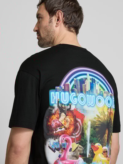 HUGO T-Shirt mit Label-Print Modell 'Duwood' Black 3