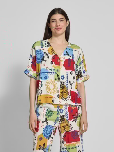 Apricot Regular Fit Bluse mit V-Ausschnitt Offwhite 4