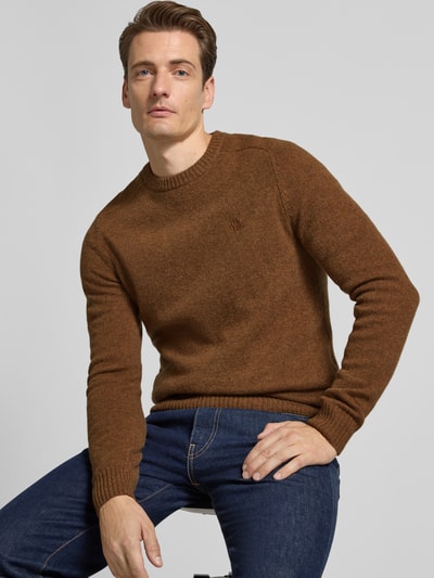 MCNEAL Regular fit gebreide pullover van pure wol Cognac gemêleerd - 3