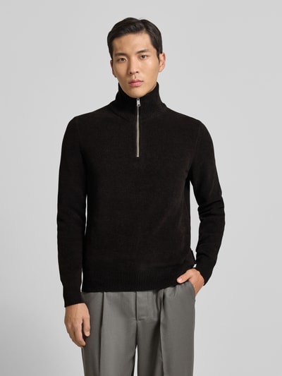 Marc O'Polo Regular fit schipperstrui van een mix van katoen en scheerwol Donkerbruin - 4