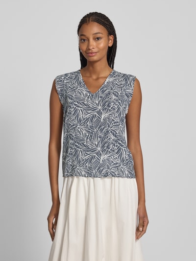 Pieces Top bluzkowy o kroju regular fit z dekoltem w serek model ‘NYA’ Niebieski 4