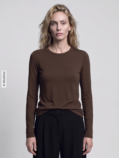 Weekend Max Mara Regular fit shirt met lange mouwen van viscosemix model 'MULTIE' Donkerbruin - 4